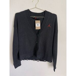 NIKE JORDAN Distressed Knit Streetwear Cardigan Sweater Size XS NWT
